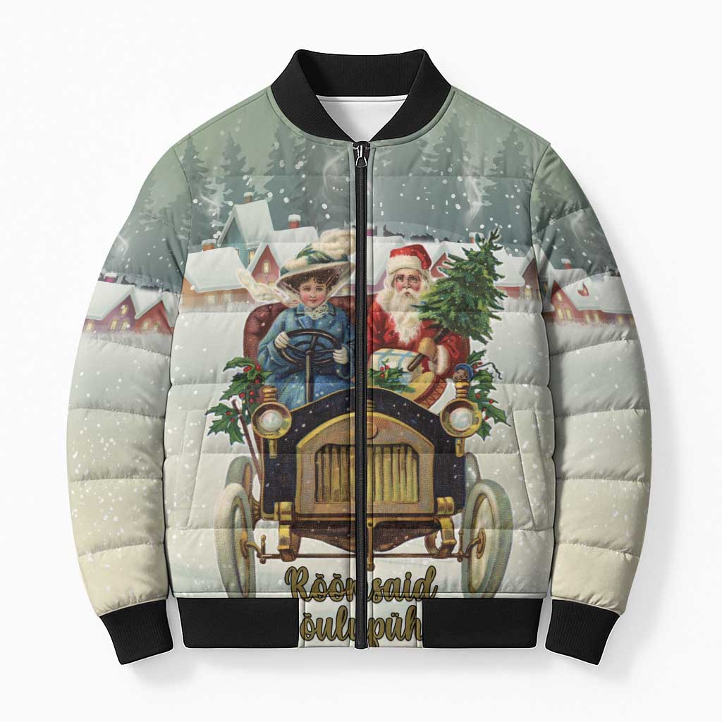 Estonia Christmas Bomber Puffer Jacket Roomsaid Joulupuhi - Wonder Print Shop