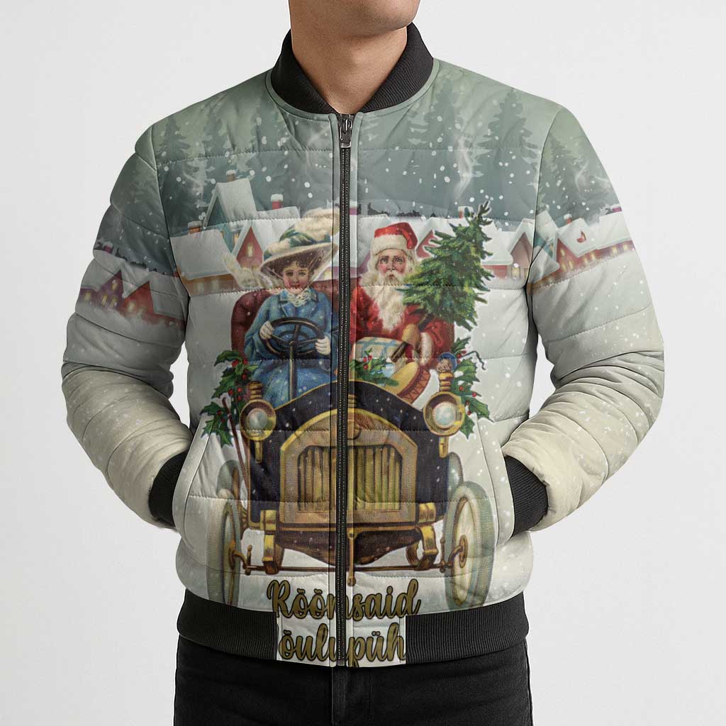 Estonia Christmas Bomber Puffer Jacket Roomsaid Joulupuhi - Wonder Print Shop