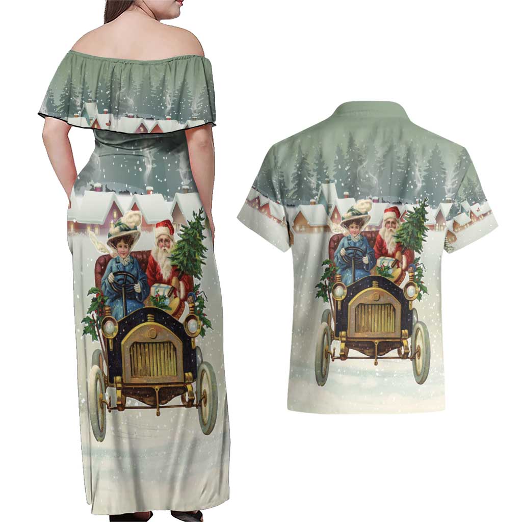 Estonia Christmas Couples Matching Off Shoulder Maxi Dress and Hawaiian Shirt Roomsaid Joulupuhi - Wonder Print Shop