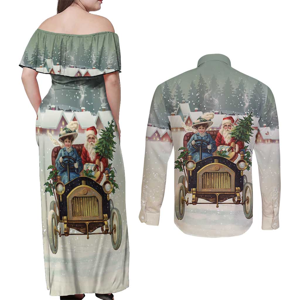 Estonia Christmas Couples Matching Off Shoulder Maxi Dress and Long Sleeve Button Shirt Roomsaid Joulupuhi - Wonder Print Shop