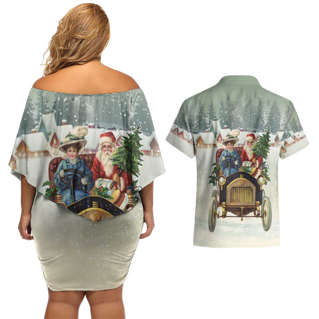 Estonia Christmas Couples Matching Off Shoulder Short Dress and Hawaiian Shirt Roomsaid Joulupuhi - Wonder Print Shop