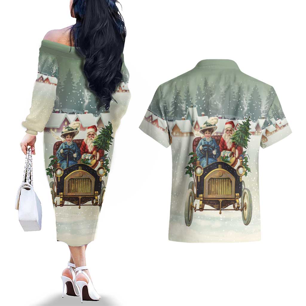 Estonia Christmas Couples Matching Off The Shoulder Long Sleeve Dress and Hawaiian Shirt Roomsaid Joulupuhi - Wonder Print Shop