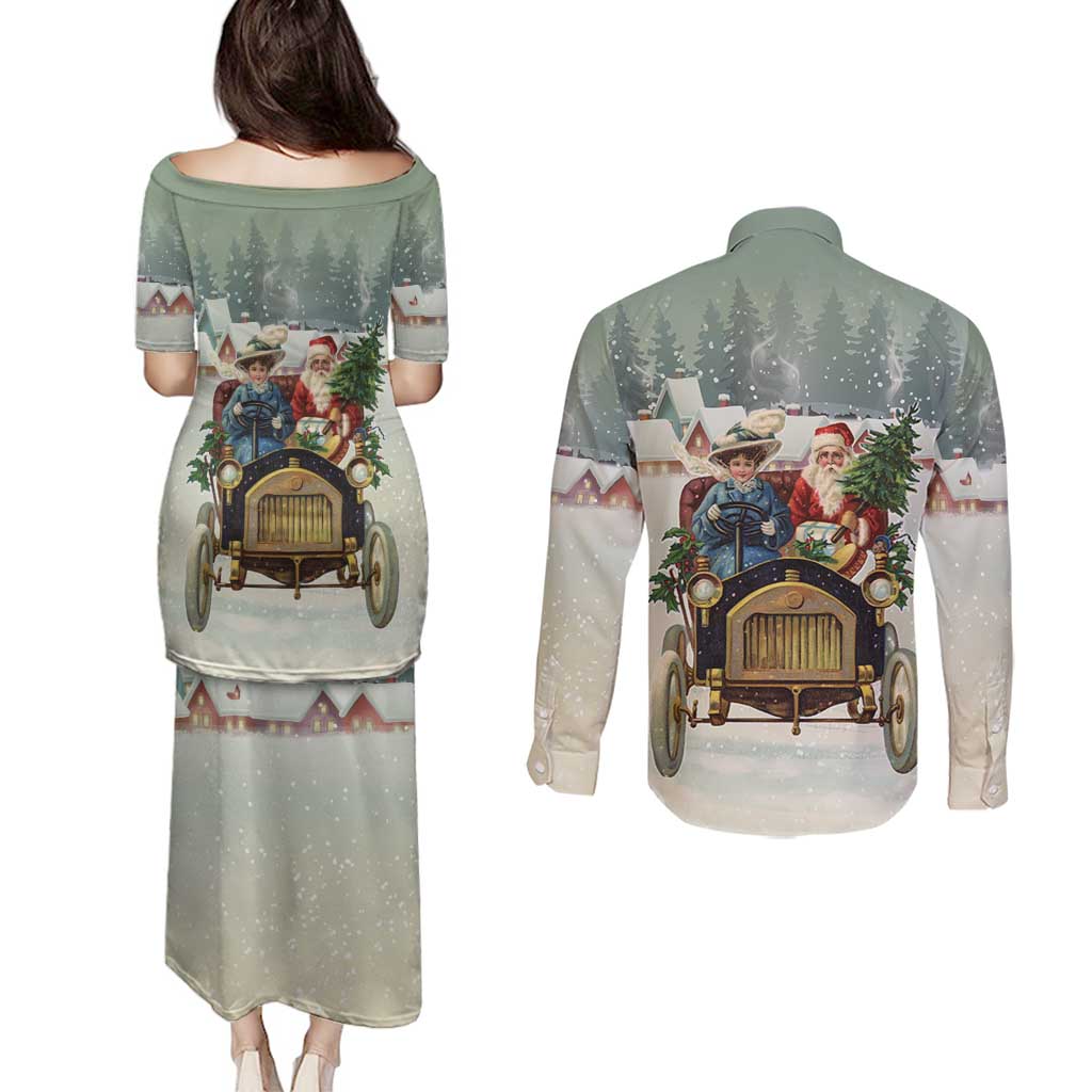 Estonia Christmas Couples Matching Puletasi and Long Sleeve Button Shirt Roomsaid Joulupuhi - Wonder Print Shop