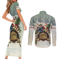 Estonia Christmas Couples Matching Short Sleeve Bodycon Dress and Long Sleeve Button Shirt Roomsaid Joulupuhi - Wonder Print Shop