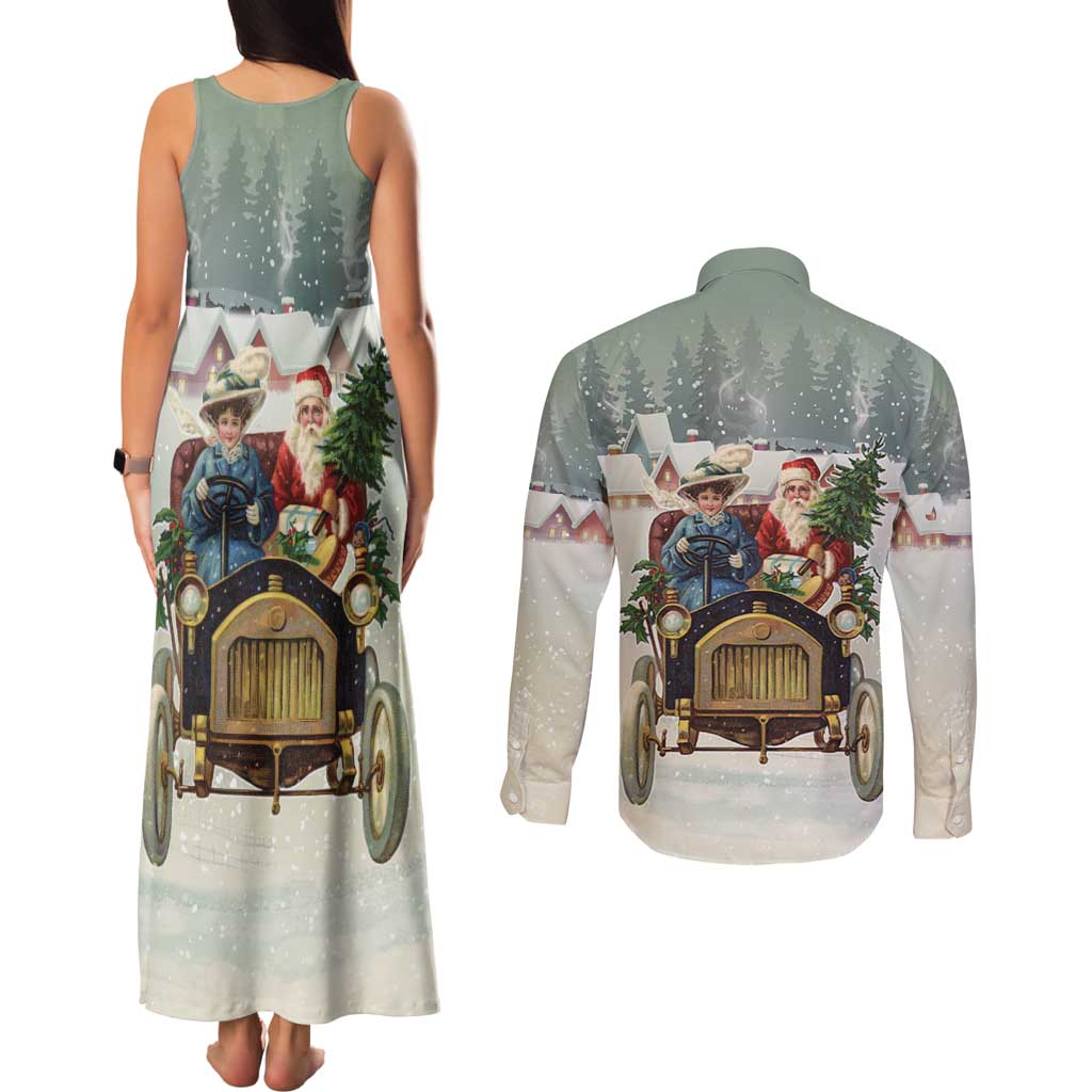 Estonia Christmas Couples Matching Tank Maxi Dress and Long Sleeve Button Shirt Roomsaid Joulupuhi - Wonder Print Shop