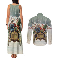 Estonia Christmas Couples Matching Tank Maxi Dress and Long Sleeve Button Shirt Roomsaid Joulupuhi - Wonder Print Shop