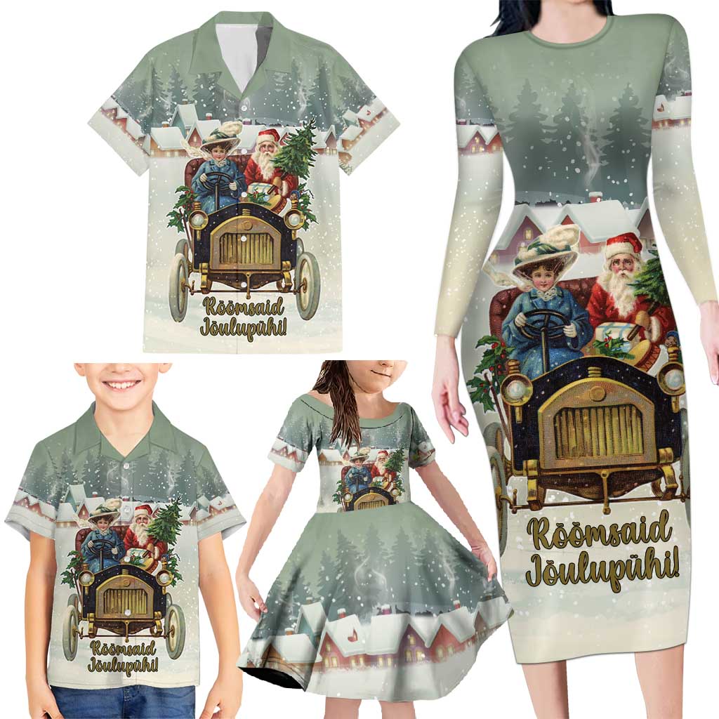 Estonia Christmas Family Matching Long Sleeve Bodycon Dress and Hawaiian Shirt Roomsaid Joulupuhi - Wonder Print Shop