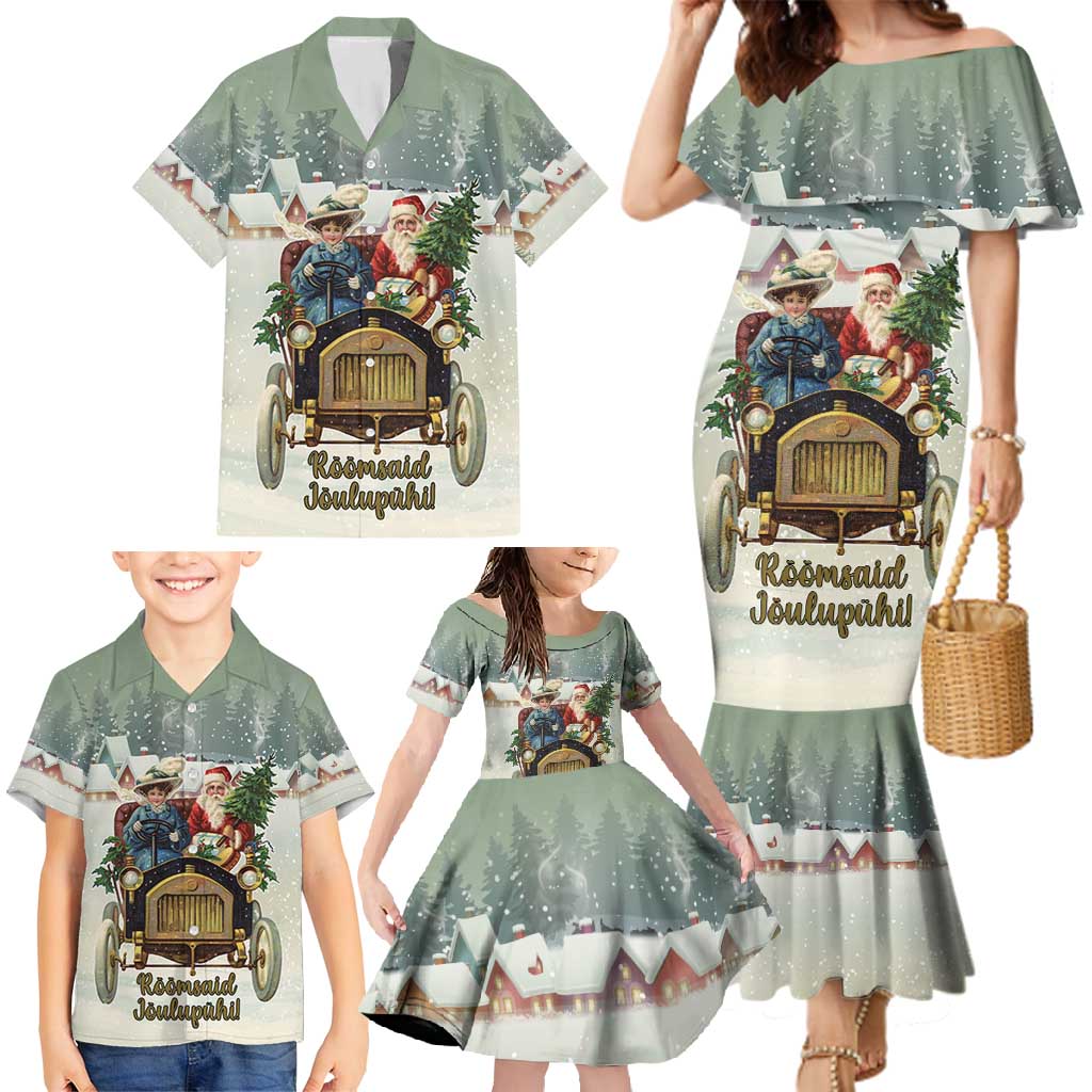 Estonia Christmas Family Matching Mermaid Dress and Hawaiian Shirt Roomsaid Joulupuhi - Wonder Print Shop