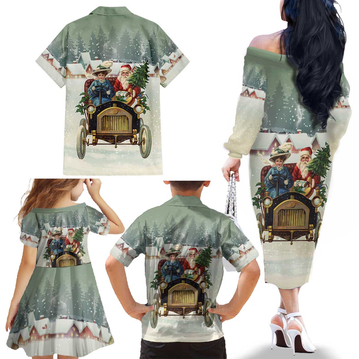 Estonia Christmas Family Matching Off The Shoulder Long Sleeve Dress and Hawaiian Shirt Roomsaid Joulupuhi - Wonder Print Shop