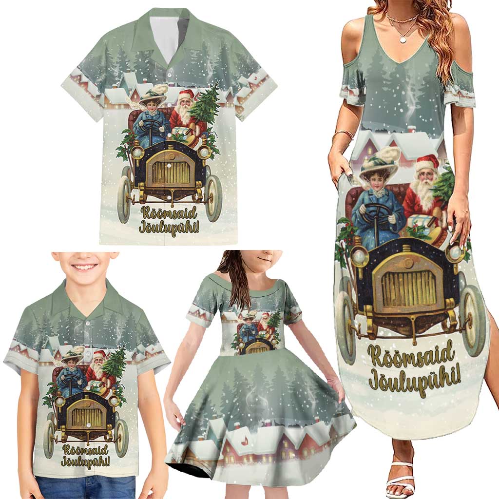 Estonia Christmas Family Matching Summer Maxi Dress and Hawaiian Shirt Roomsaid Joulupuhi - Wonder Print Shop