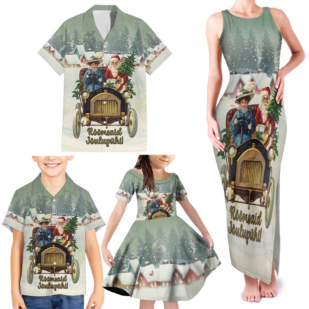 Estonia Christmas Family Matching Tank Maxi Dress and Hawaiian Shirt Roomsaid Joulupuhi - Wonder Print Shop