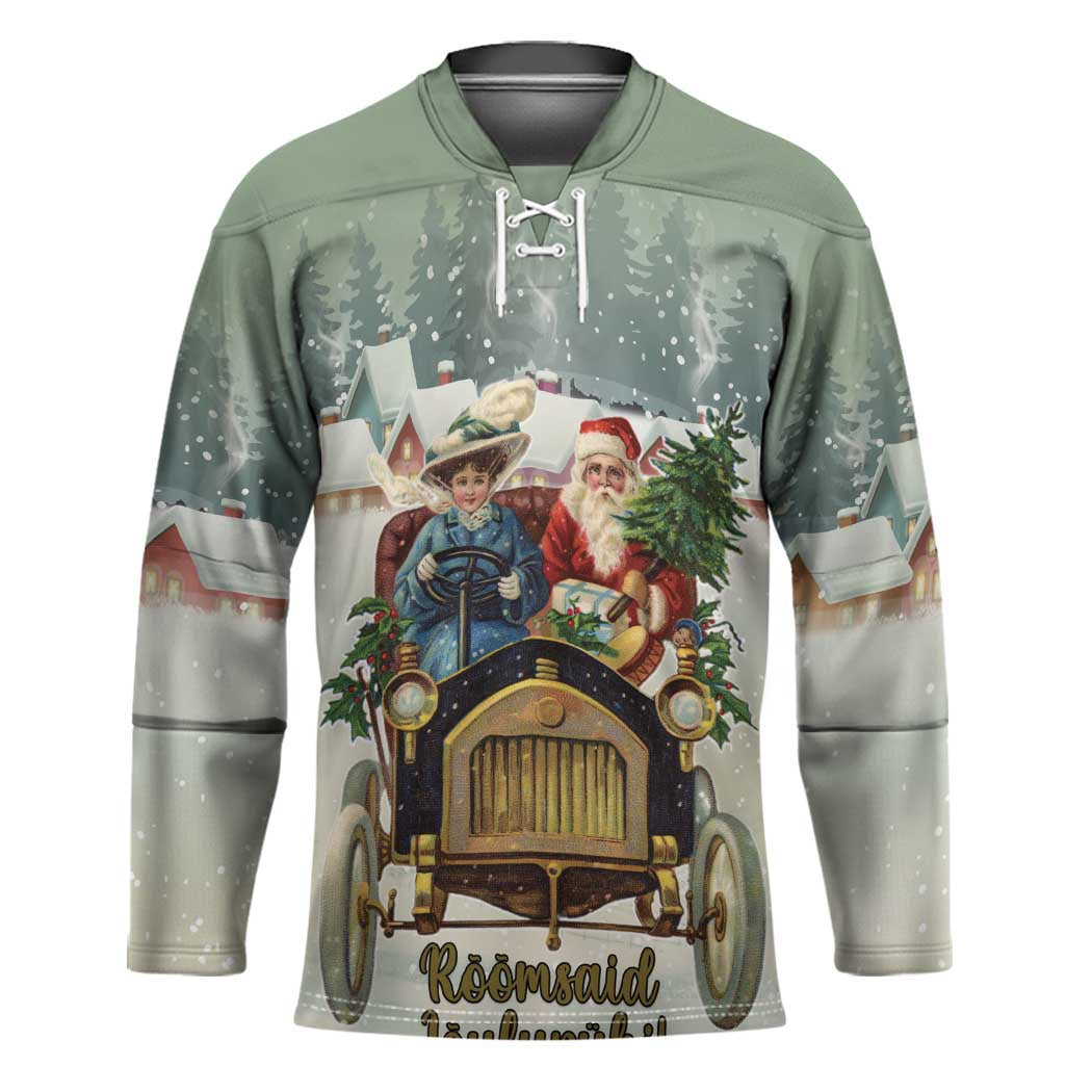 Estonia Christmas Hockey Jersey Roomsaid Joulupuhi - Wonder Print Shop