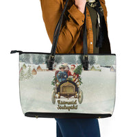 Estonia Christmas Leather Tote Bag Roomsaid Joulupuhi - Wonder Print Shop