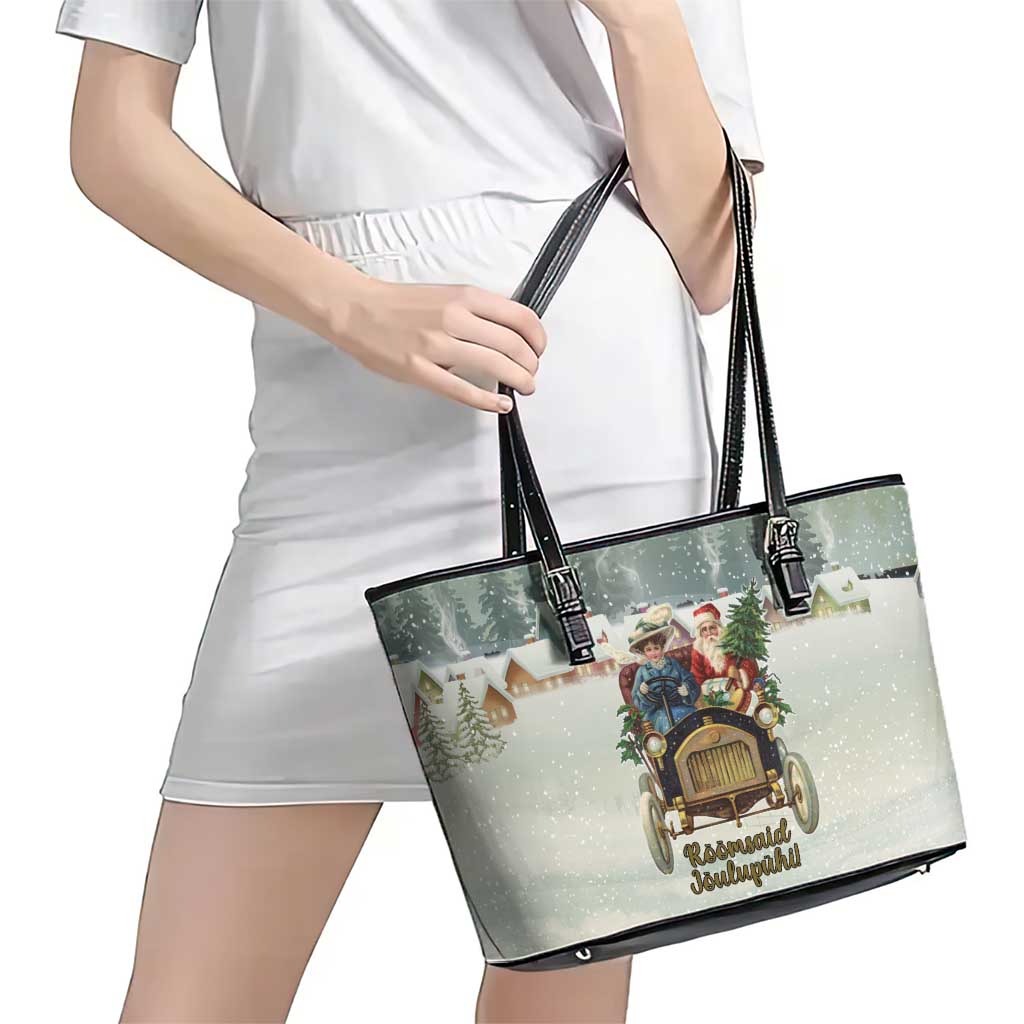 Estonia Christmas Leather Tote Bag Roomsaid Joulupuhi - Wonder Print Shop