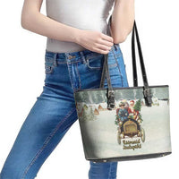 Estonia Christmas Leather Tote Bag Roomsaid Joulupuhi - Wonder Print Shop
