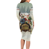 Estonia Christmas Long Sleeve Bodycon Dress Roomsaid Joulupuhi - Wonder Print Shop