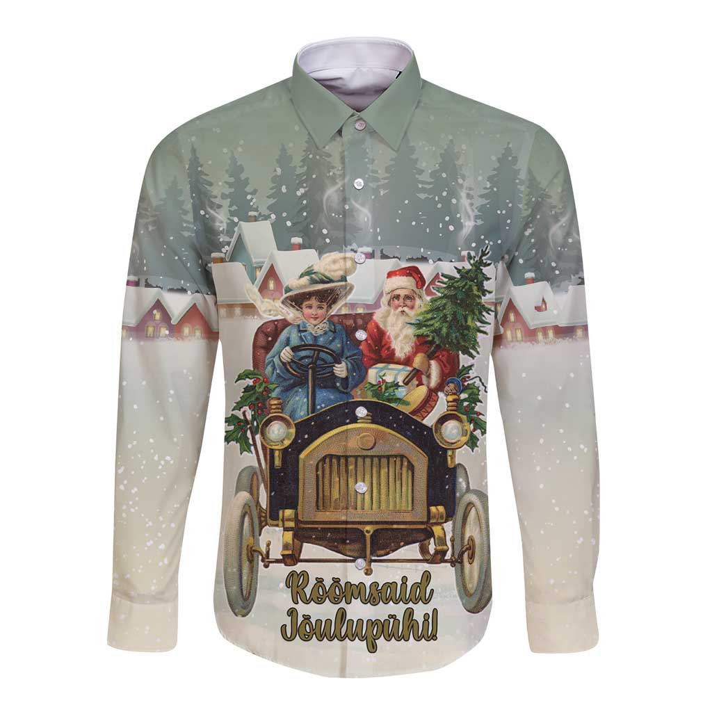 Estonia Christmas Long Sleeve Button Shirt Roomsaid Joulupuhi - Wonder Print Shop