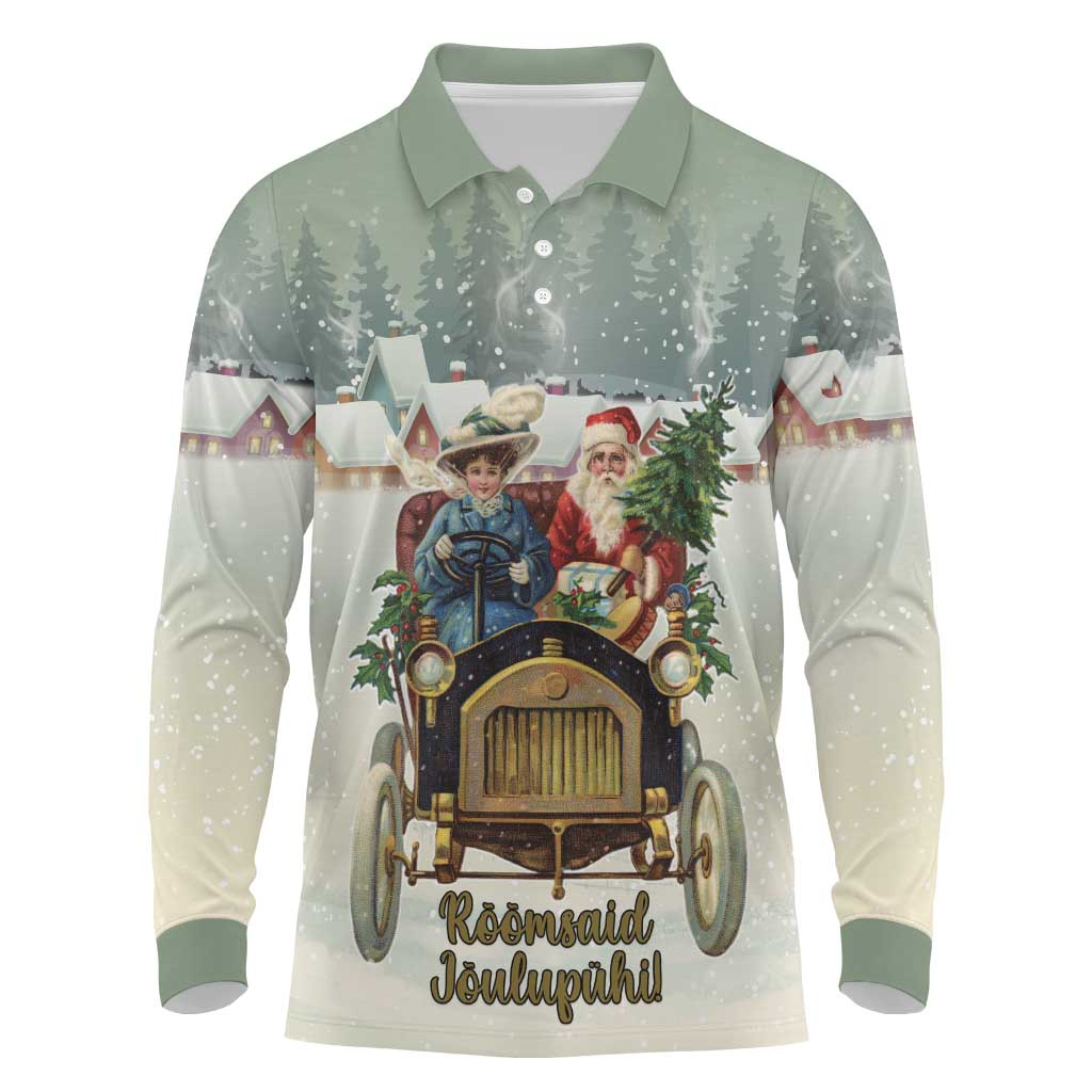 Estonia Christmas Long Sleeve Polo Shirt Roomsaid Joulupuhi - Wonder Print Shop