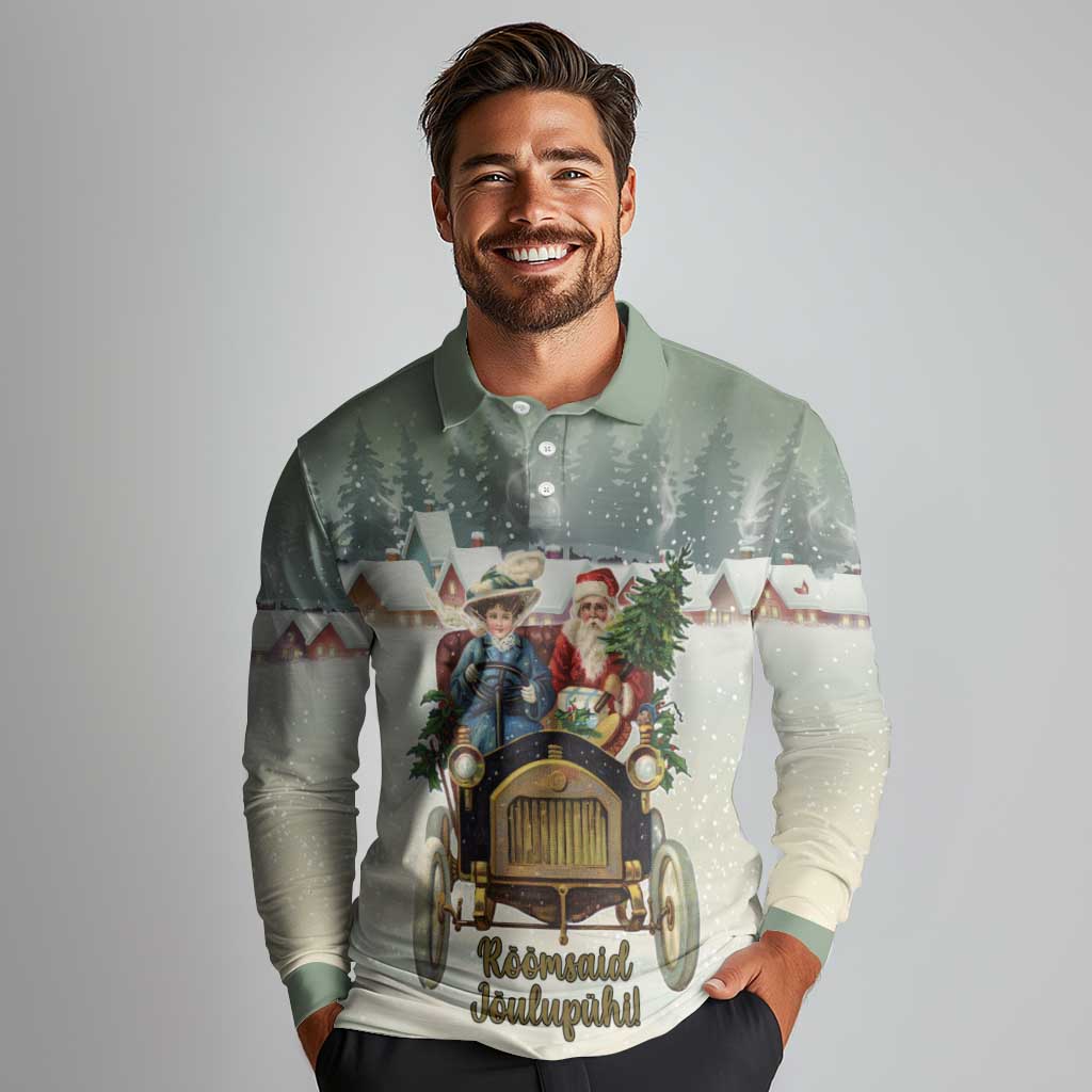 Estonia Christmas Long Sleeve Polo Shirt Roomsaid Joulupuhi - Wonder Print Shop