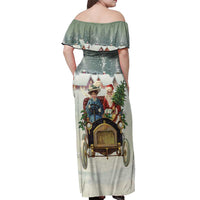 Estonia Christmas Off Shoulder Maxi Dress Roomsaid Joulupuhi - Wonder Print Shop