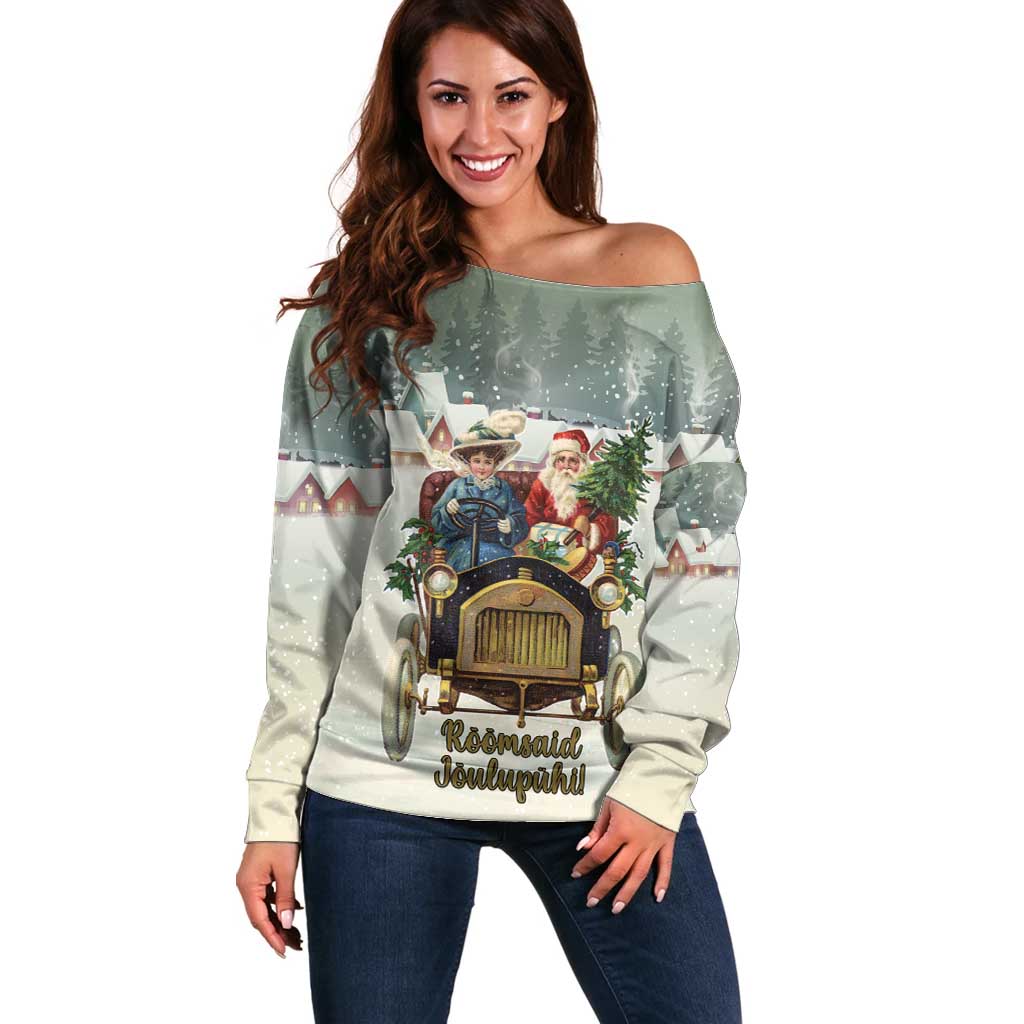 Estonia Christmas Off Shoulder Sweater Roomsaid Joulupuhi - Wonder Print Shop