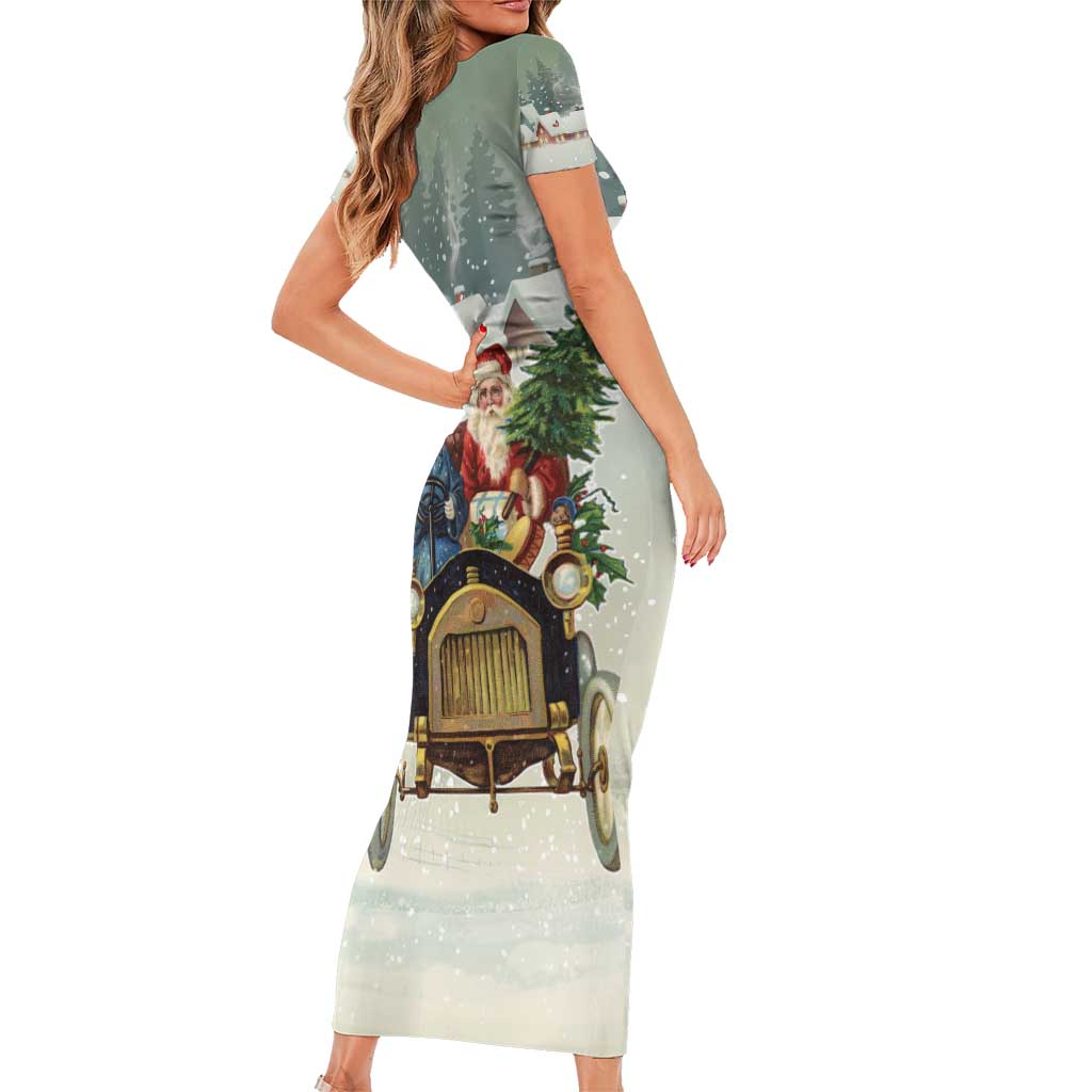 Estonia Christmas Short Sleeve Bodycon Dress Roomsaid Joulupuhi - Wonder Print Shop
