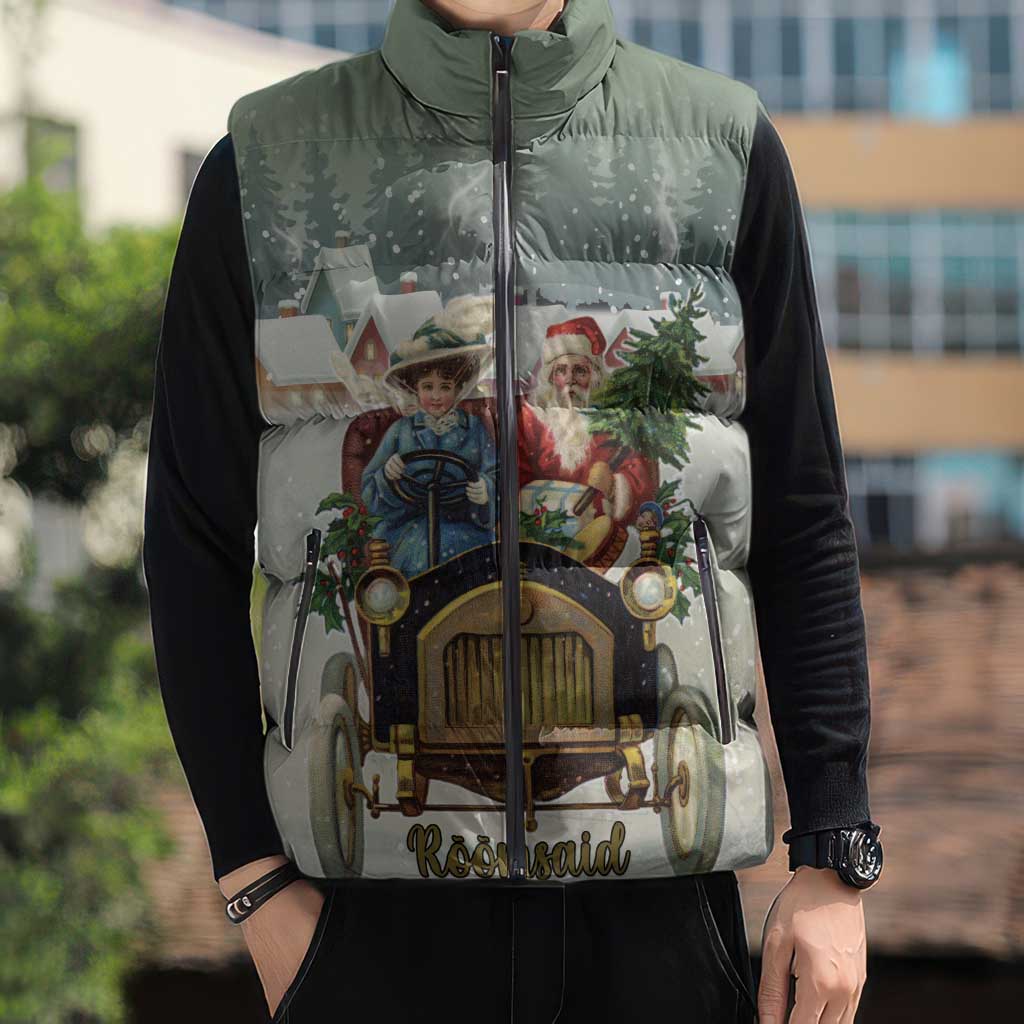Estonia Christmas Sleeveless Puffer Jacket Roomsaid Joulupuhi - Wonder Print Shop