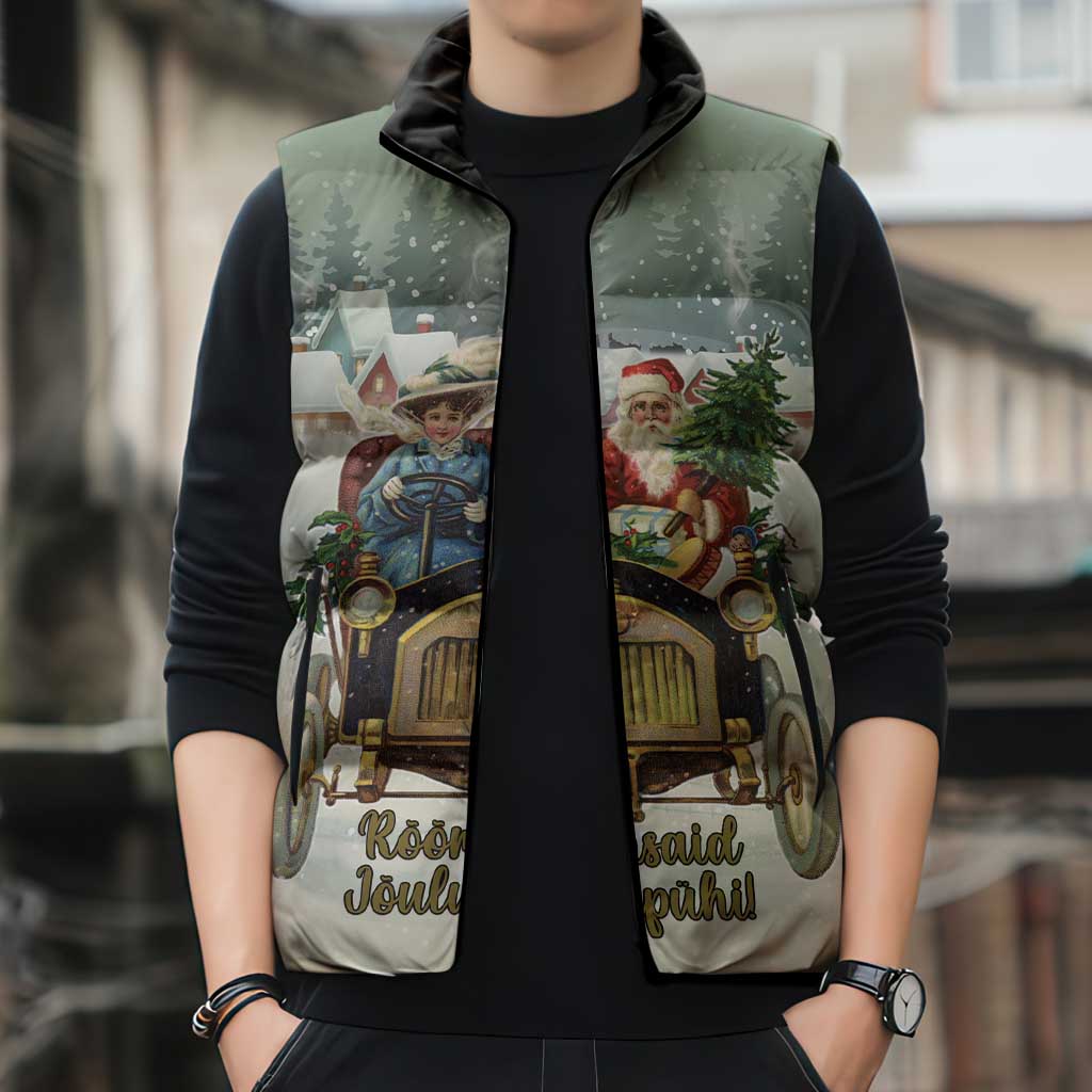 Estonia Christmas Sleeveless Puffer Jacket Roomsaid Joulupuhi - Wonder Print Shop