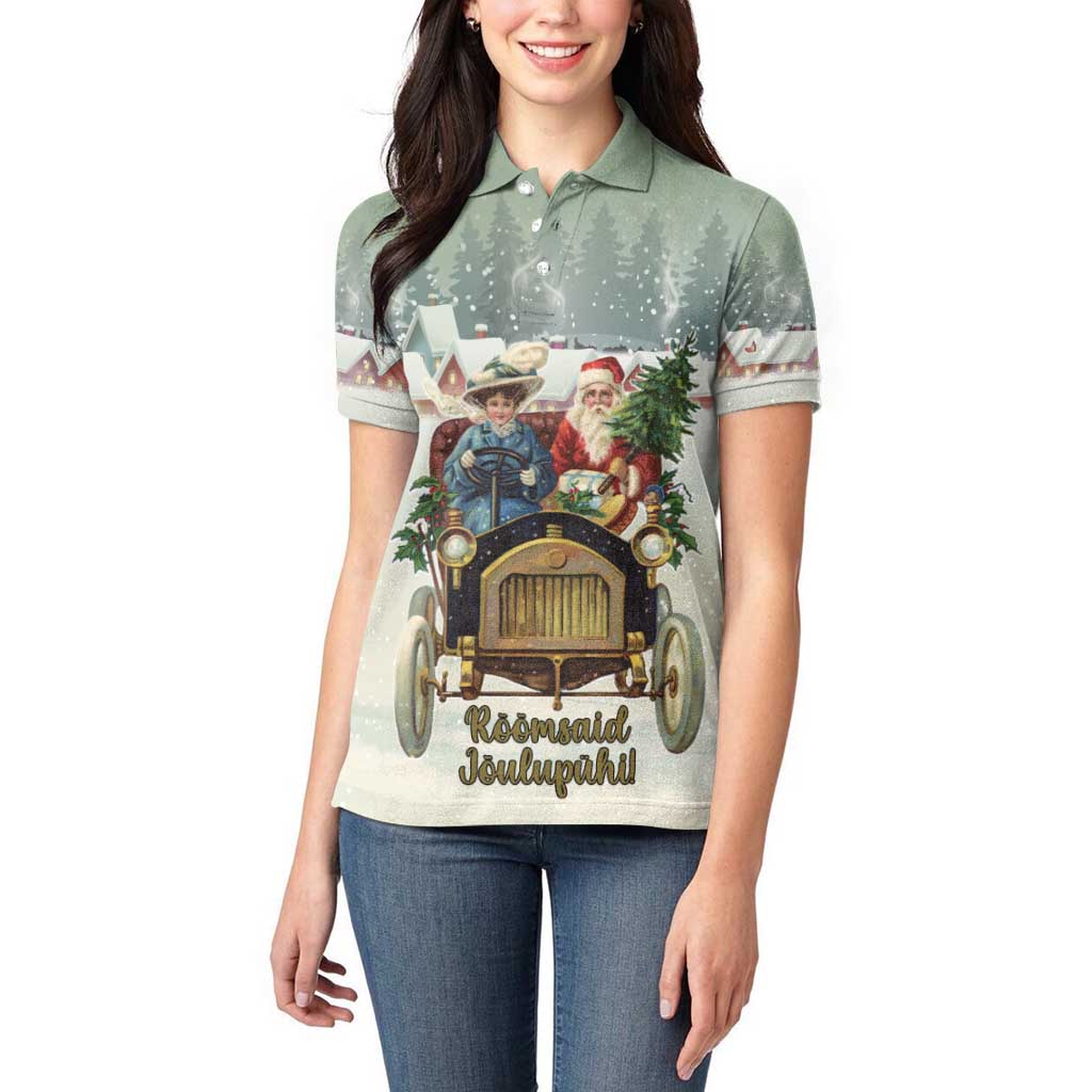 Estonia Christmas Women Polo Shirt Roomsaid Joulupuhi - Wonder Print Shop