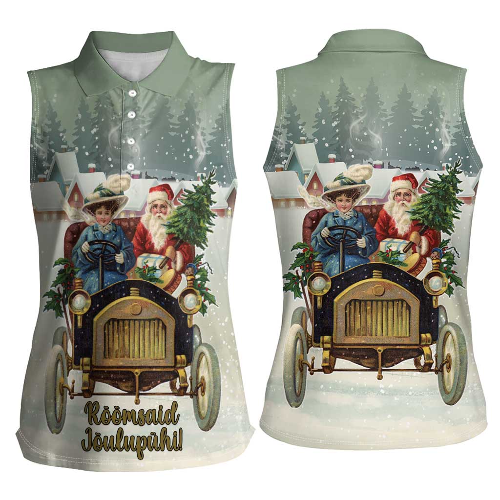 Estonia Christmas Women Sleeveless Polo Shirt Roomsaid Joulupuhi - Wonder Print Shop