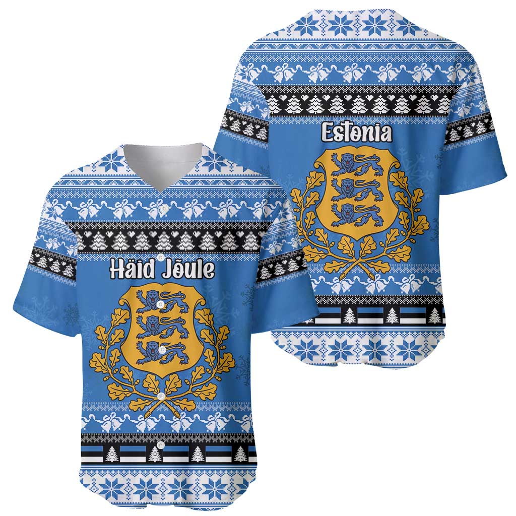Estonia Christmas Baseball Jersey Coat Of Arms Haid Joule - Wonder Print Shop