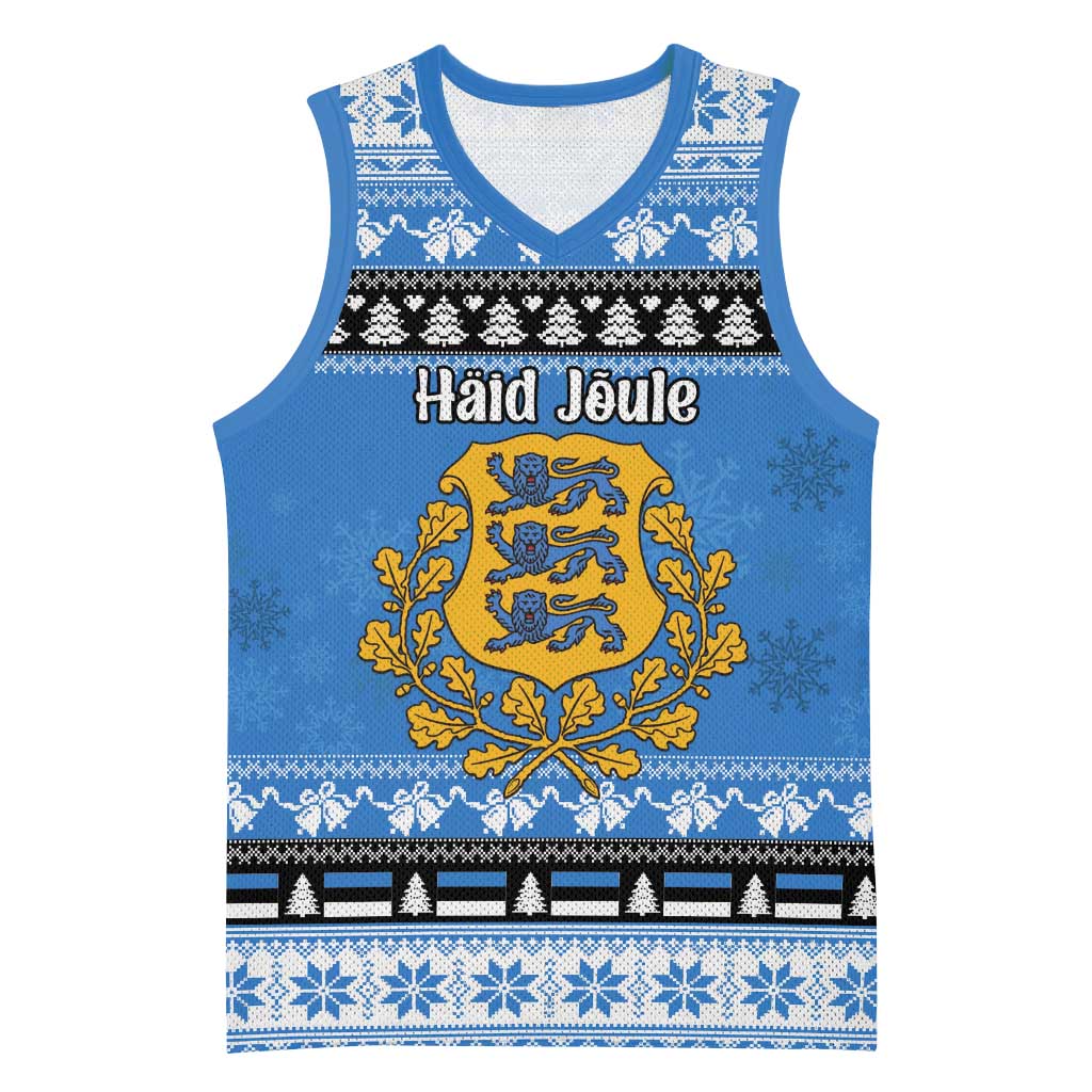 Estonia Christmas Basketball Jersey Coat Of Arms Haid Joule - Wonder Print Shop
