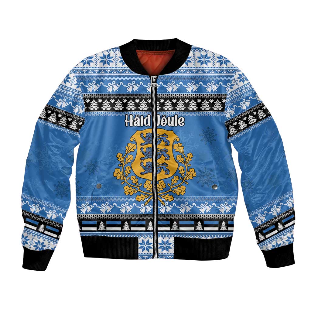 Estonia Christmas Bomber Jacket Coat Of Arms Haid Joule - Wonder Print Shop