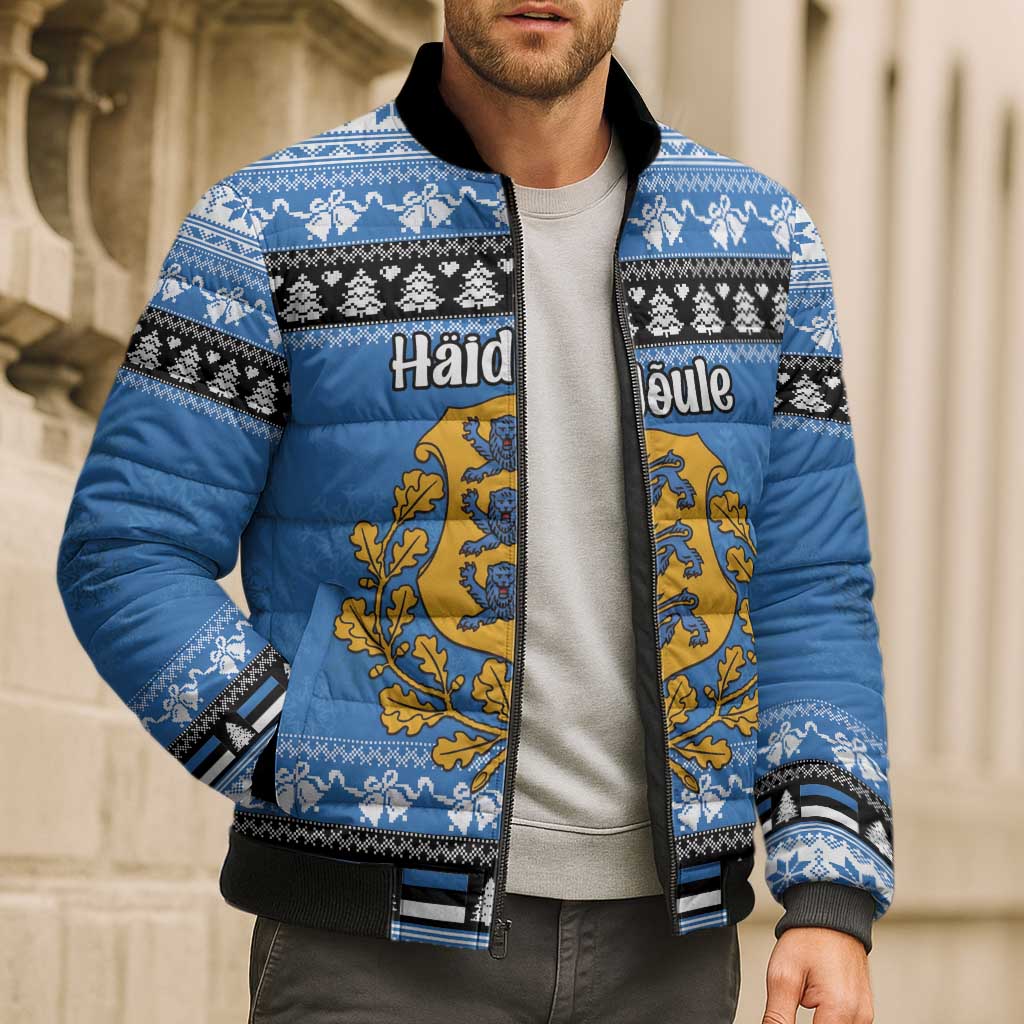 Estonia Christmas Bomber Puffer Jacket Coat Of Arms Haid Joule - Wonder Print Shop