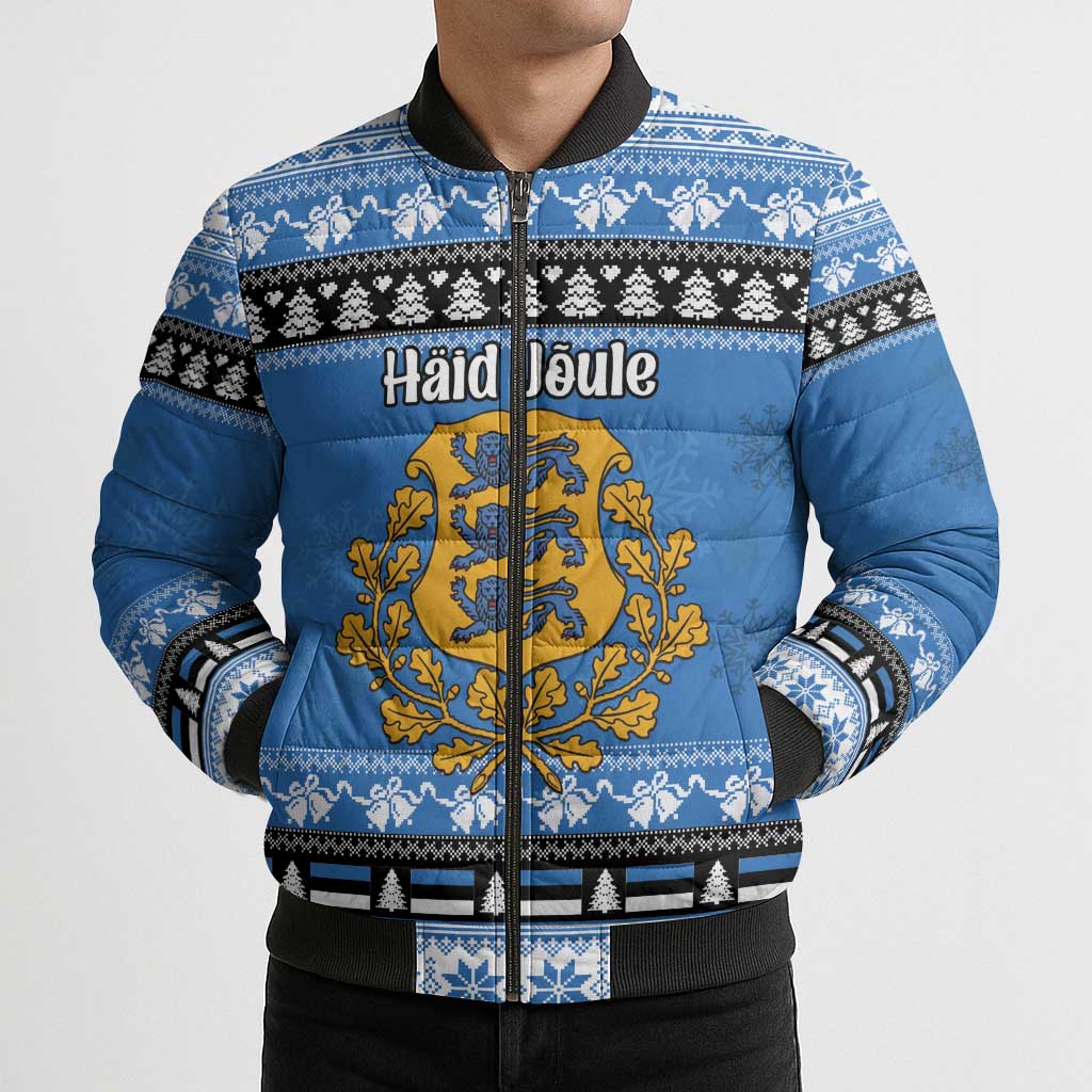 Estonia Christmas Bomber Puffer Jacket Coat Of Arms Haid Joule - Wonder Print Shop