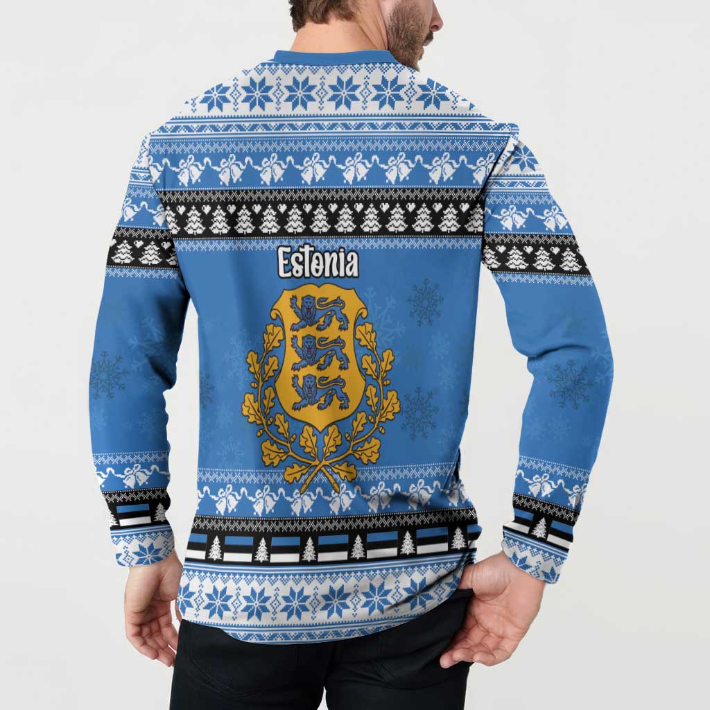 Estonia Christmas Button Sweatshirt Coat Of Arms Haid Joule - Wonder Print Shop
