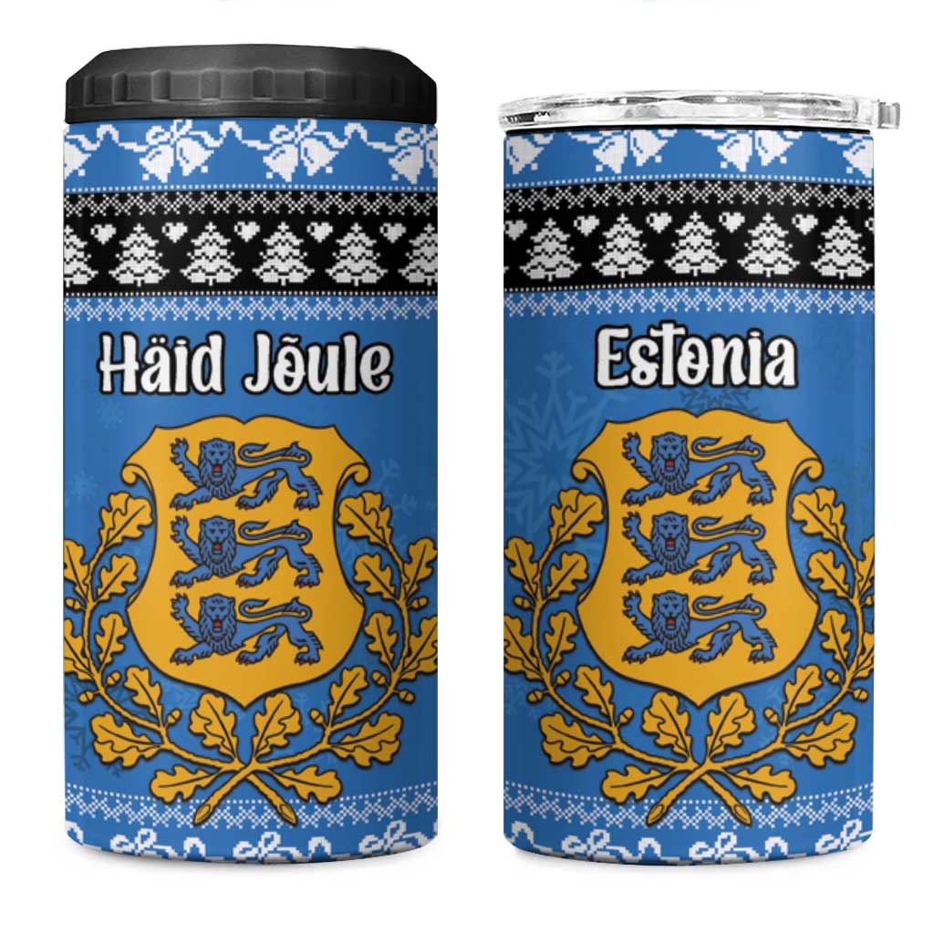 Estonia Christmas 4 in 1 Can Cooler Tumbler Coat Of Arms Haid Joule - Wonder Print Shop