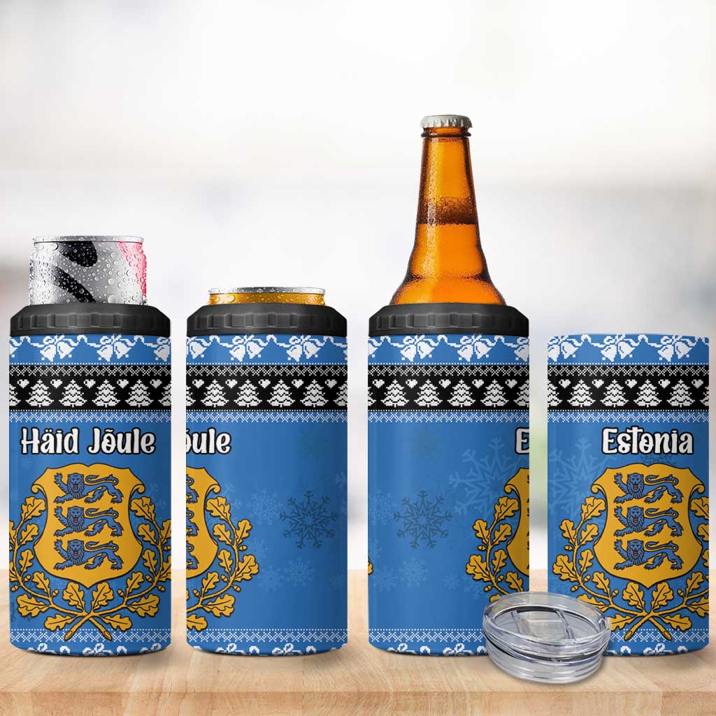 Estonia Christmas 4 in 1 Can Cooler Tumbler Coat Of Arms Haid Joule - Wonder Print Shop