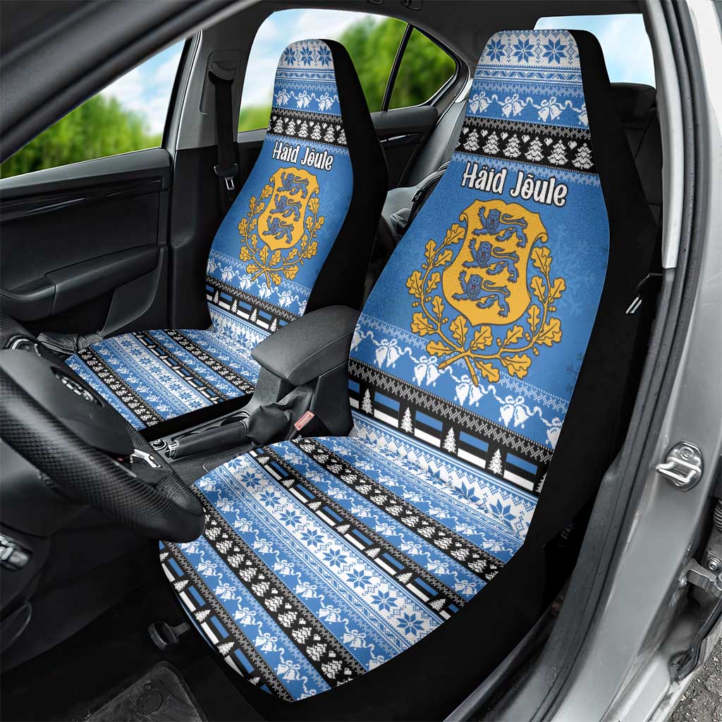 Estonia Christmas Car Seat Cover Coat Of Arms Haid Joule - Wonder Print Shop