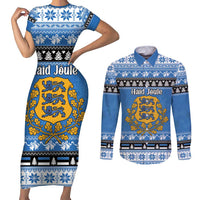 Estonia Christmas Couples Matching Short Sleeve Bodycon Dress and Long Sleeve Button Shirt Coat Of Arms Haid Joule - Wonder Print Shop