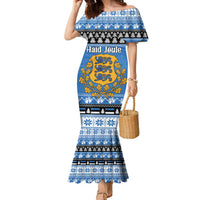 Estonia Christmas Family Matching Mermaid Dress and Hawaiian Shirt Coat Of Arms Haid Joule - Wonder Print Shop