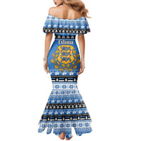Estonia Christmas Family Matching Mermaid Dress and Hawaiian Shirt Coat Of Arms Haid Joule - Wonder Print Shop