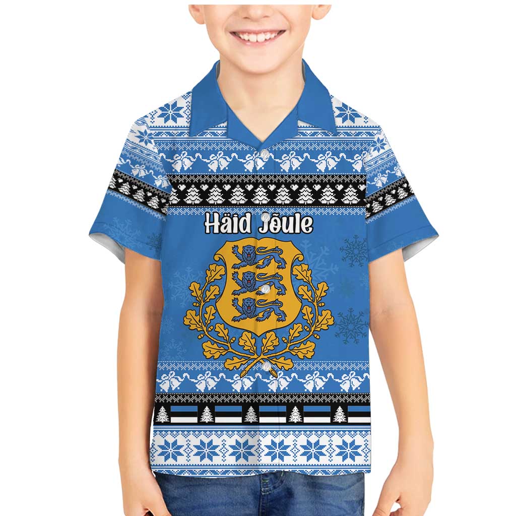 Estonia Christmas Family Matching Mermaid Dress and Hawaiian Shirt Coat Of Arms Haid Joule - Wonder Print Shop