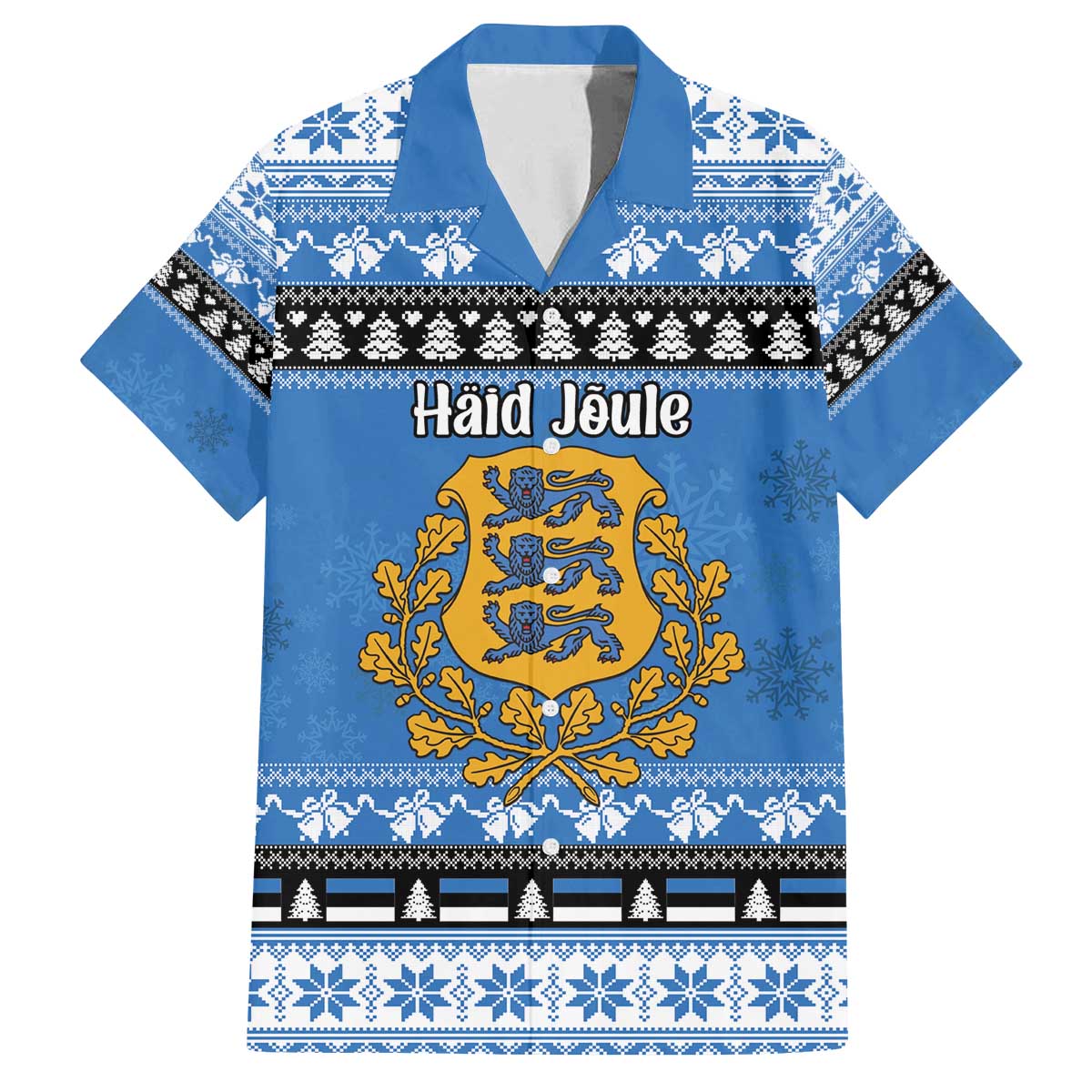 Estonia Christmas Family Matching Off The Shoulder Long Sleeve Dress and Hawaiian Shirt Coat Of Arms Haid Joule - Wonder Print Shop