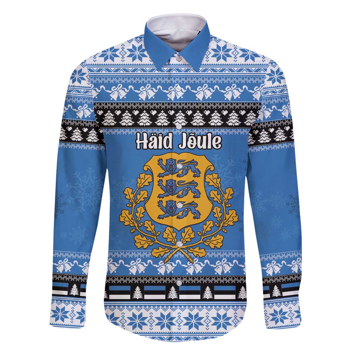 Estonia Christmas Family Matching Off The Shoulder Long Sleeve Dress and Hawaiian Shirt Coat Of Arms Haid Joule - Wonder Print Shop