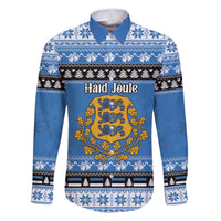 Estonia Christmas Family Matching Off The Shoulder Long Sleeve Dress and Hawaiian Shirt Coat Of Arms Haid Joule - Wonder Print Shop