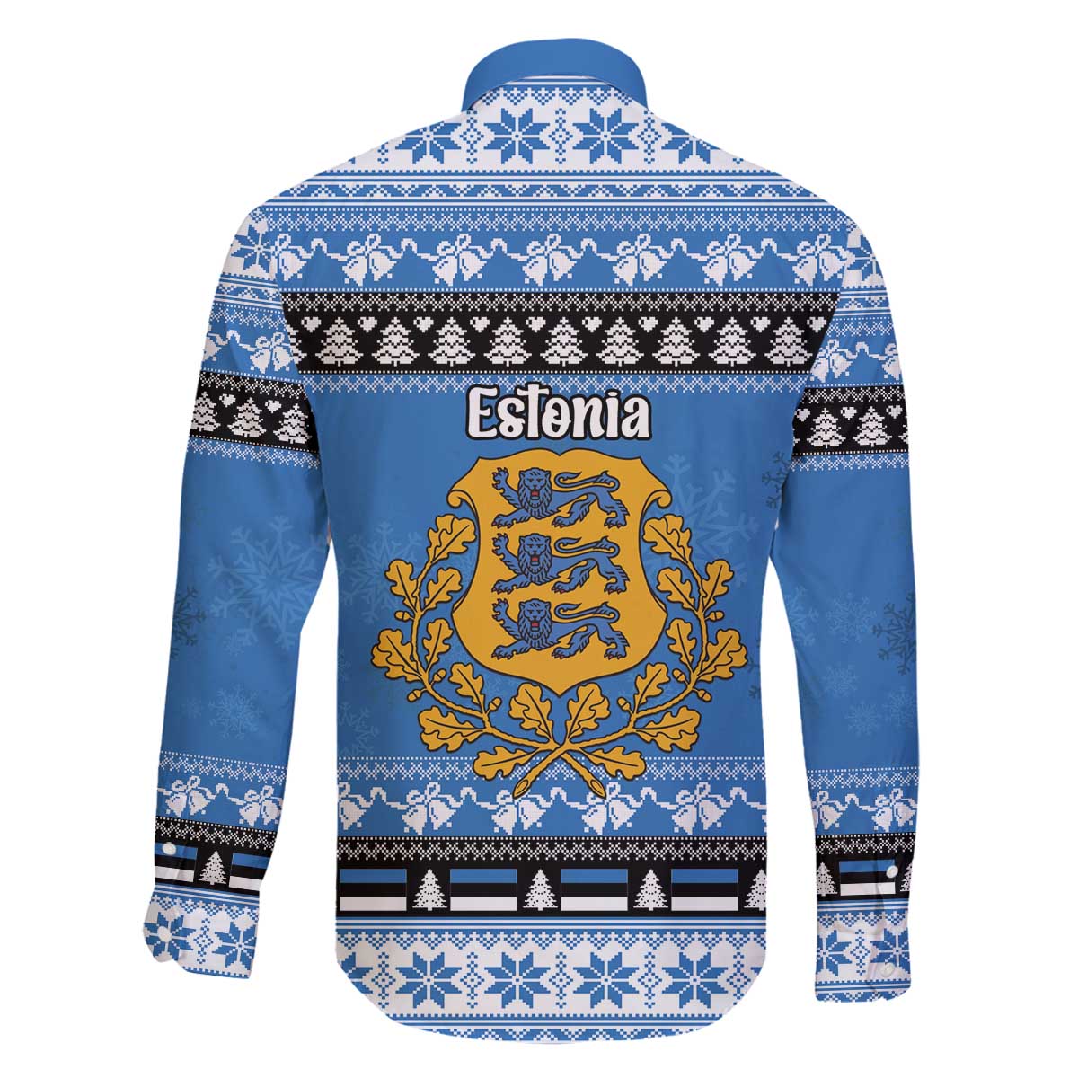 Estonia Christmas Family Matching Off The Shoulder Long Sleeve Dress and Hawaiian Shirt Coat Of Arms Haid Joule - Wonder Print Shop