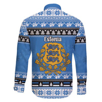Estonia Christmas Family Matching Off The Shoulder Long Sleeve Dress and Hawaiian Shirt Coat Of Arms Haid Joule - Wonder Print Shop