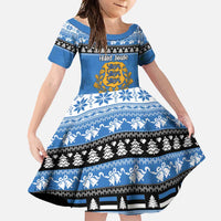 Estonia Christmas Family Matching Off Shoulder Maxi Dress and Hawaiian Shirt Coat Of Arms Haid Joule - Wonder Print Shop