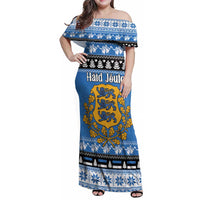 Estonia Christmas Family Matching Off Shoulder Maxi Dress and Hawaiian Shirt Coat Of Arms Haid Joule - Wonder Print Shop